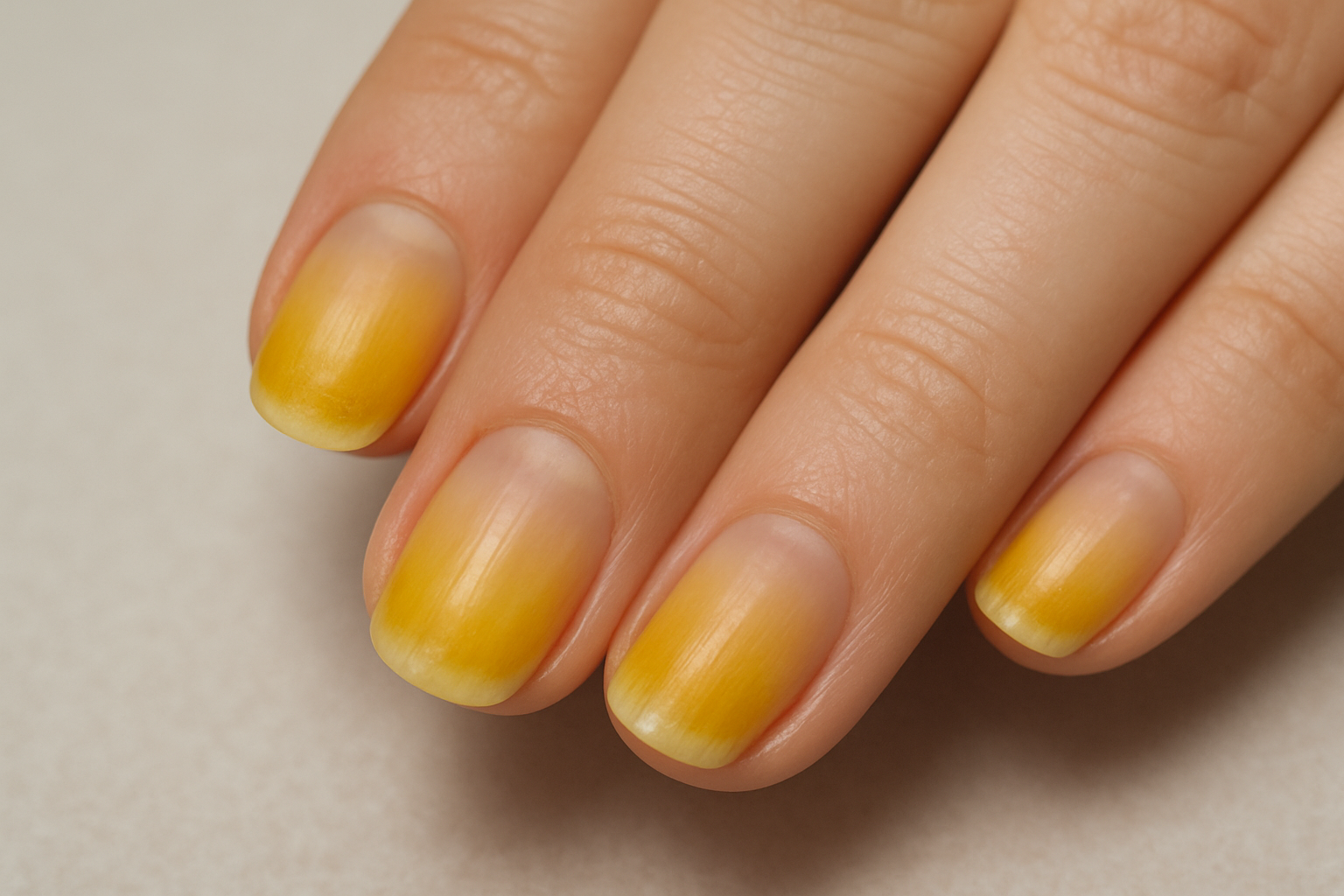 yellow stained nails